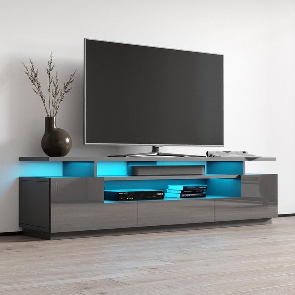 Strick and Bolton Sparkes 77-inch High Gloss TV Stand with LED Lights