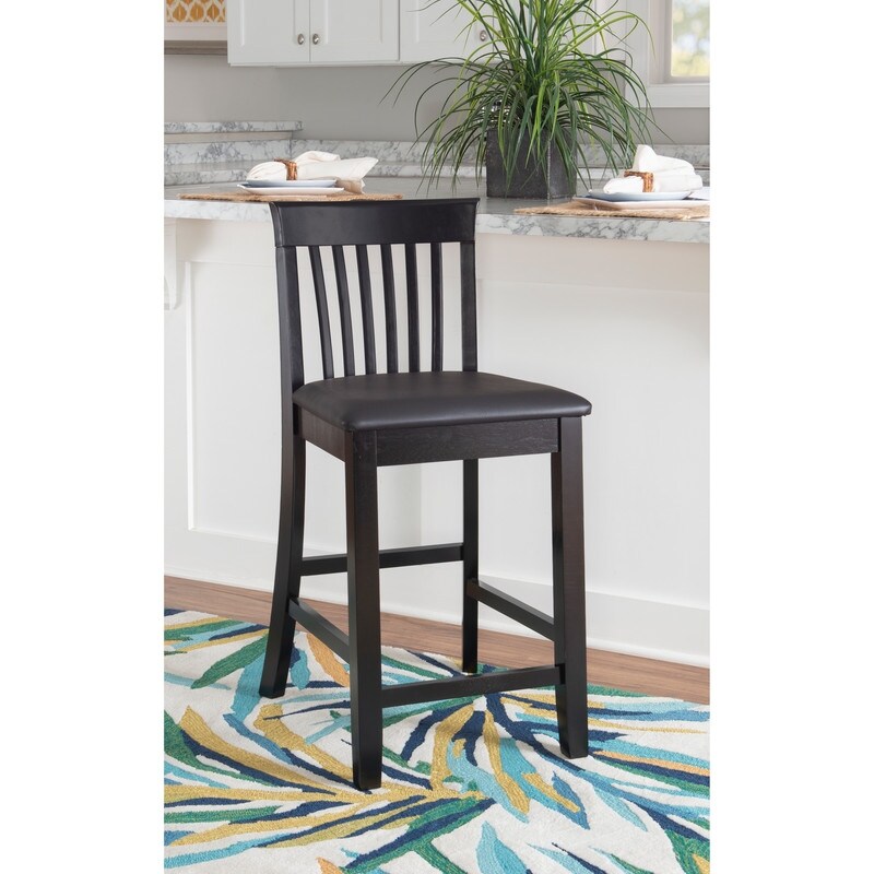 Linon Floresti Black Slat back Counter Stool