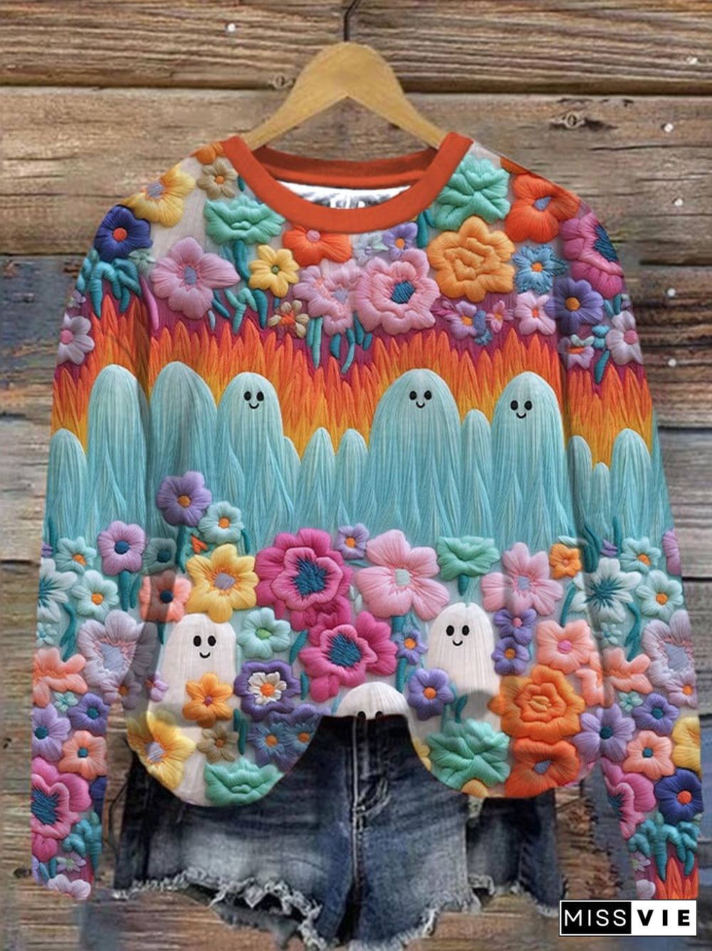 Women's Rainbow Ghost Halloween Sweatshirt