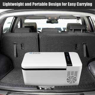 Costway 16 Quart Portable Car Refrigerator Mini CoolerFreezer Compressor Camping in White EP23827