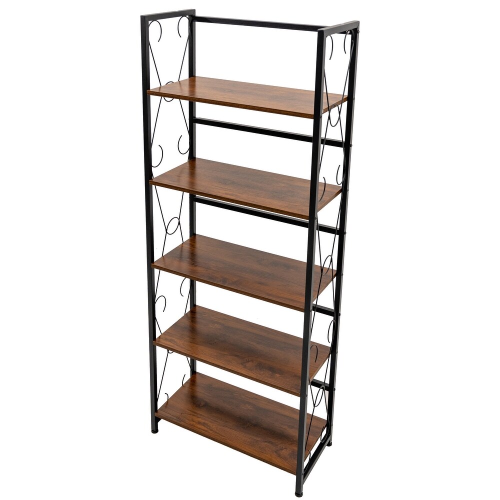 5 Tier Brown Functional Bookshelf in Living Room/Home/Office