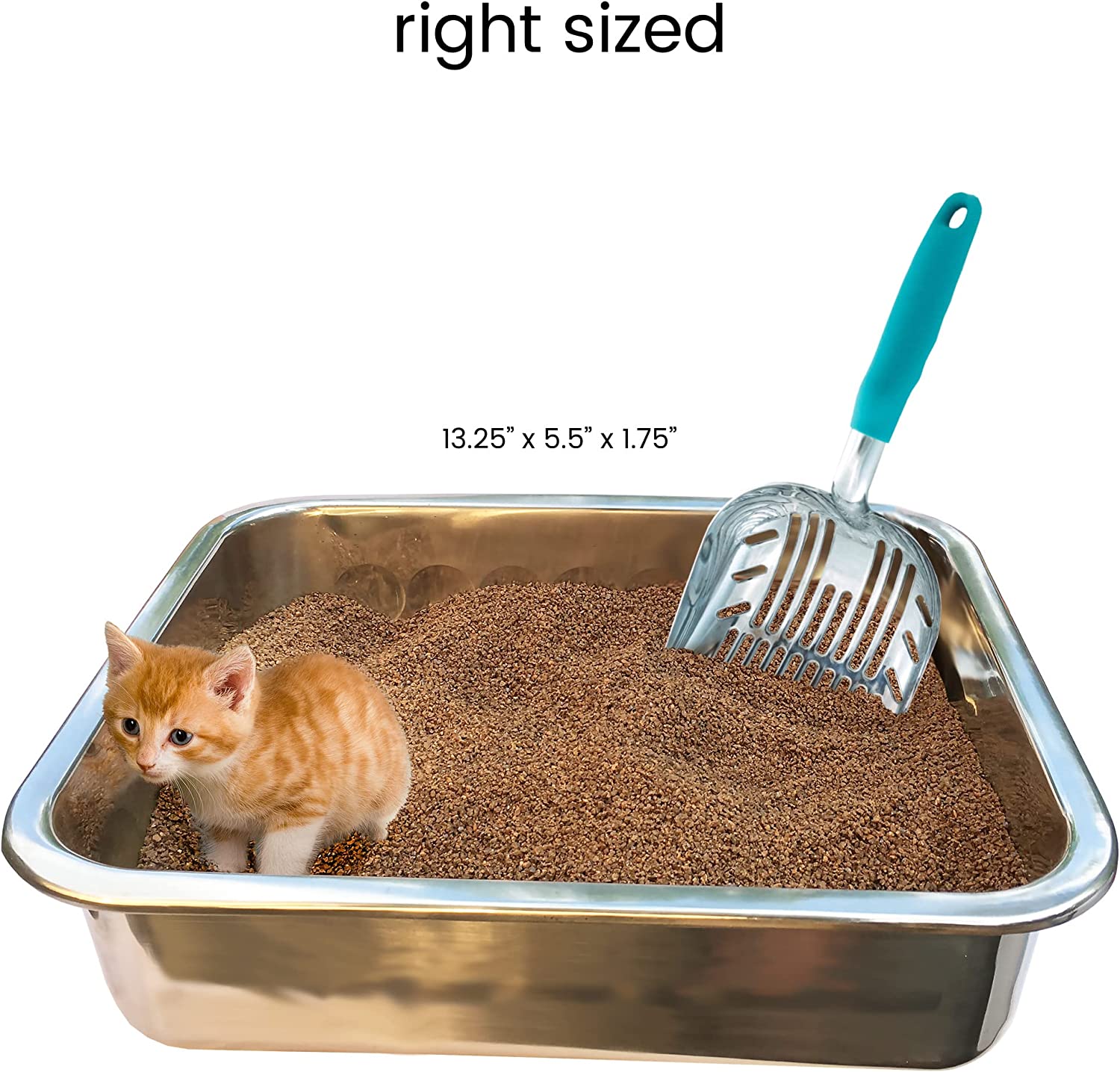 Premium Multicat Cat Litter Scoop | Solid Metal | Litter Box Tray Pan Sifter