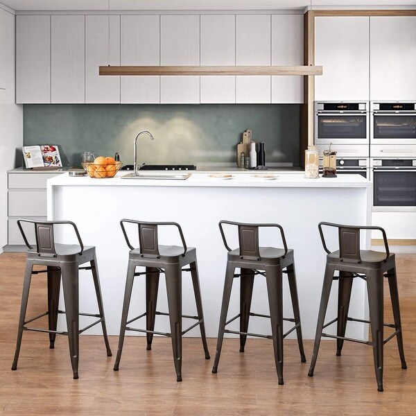 Bar Stools Set of 4，Counter Height Barstools Metal Bar Stools