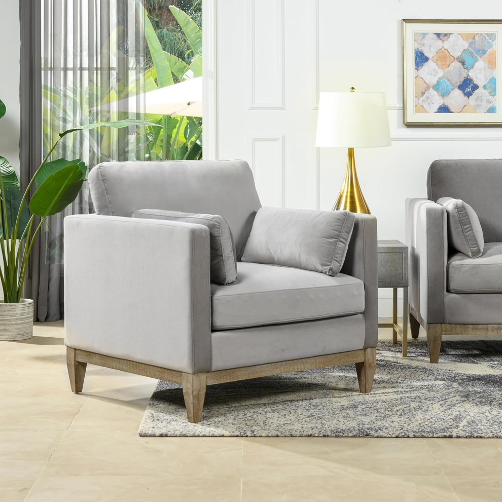 Modern Accent Chair  Removable/Reversible Cushioned Velvet Seat   Modern   Armchairs And Accent Chairs   by Decor Love  Houzz