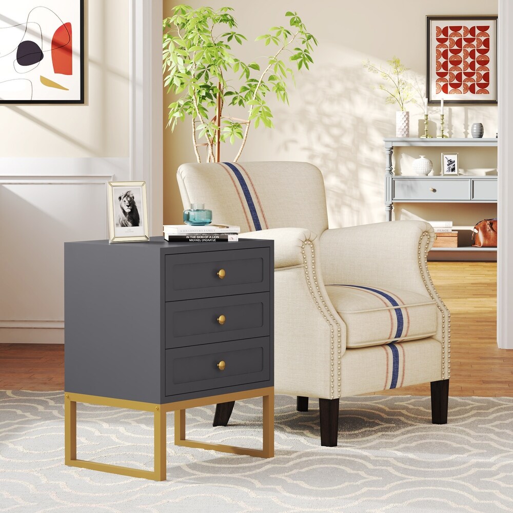 Nightstand  Bed Side Table with 3 Drawers