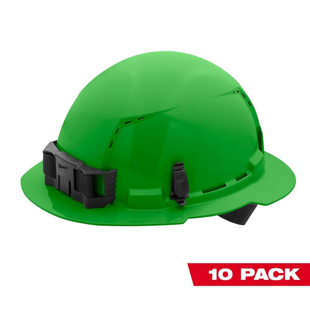 MW BOLT Green Type 1 Class C Full Brim Vented Hard Hat with 4-Point Ratcheting Suspension (10-Pack) 48-73-1207X10