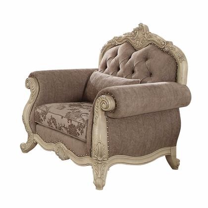 HomeRoots 347289 35 X 46 X 42 Gray Fabric Antique White Upholstery Poly Resin Chair with 1 Pillow