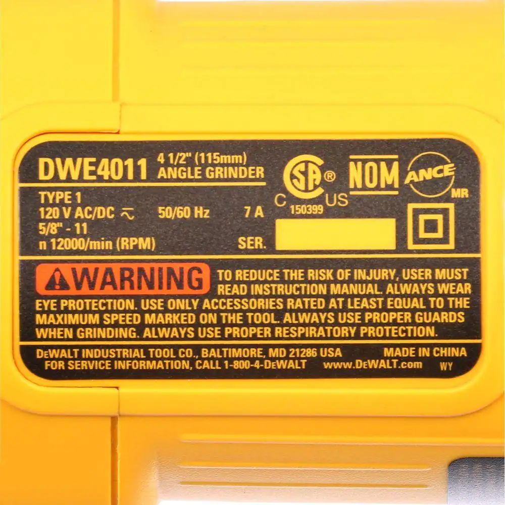 DEWALT DWE4011 7 Amp 4-1/2 in. Small Angle Grinder with 1-Touch Guard