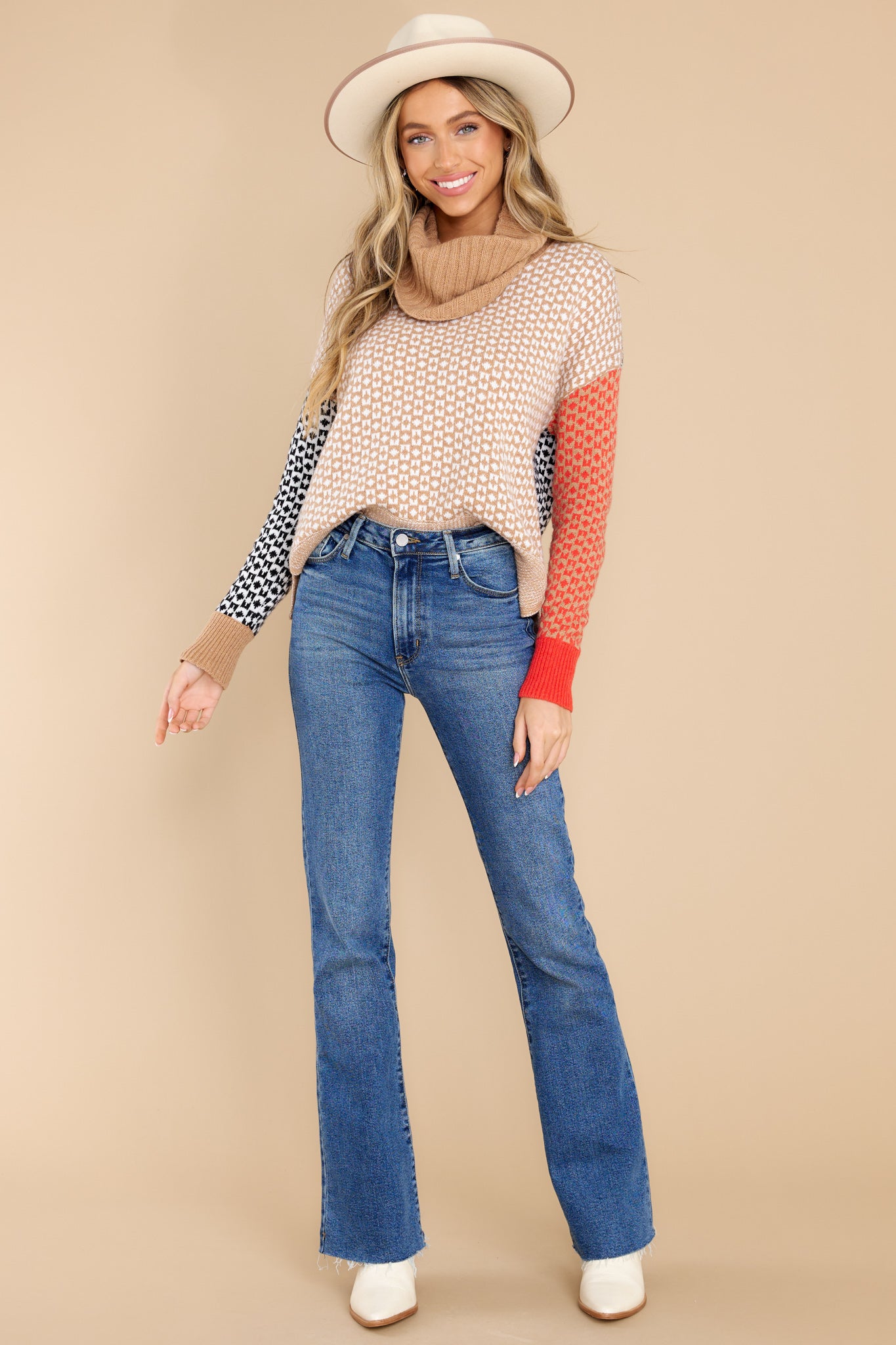 Deep Thinker Tan Colorblock Sweater
