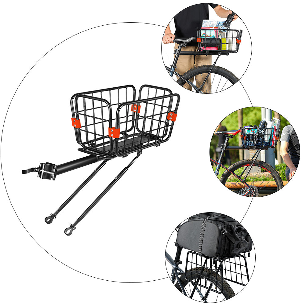 1 Pc Sturdy Aluminum Alloy Bike Rear Seat Basket Storage Basket for Items Organizing (Black)