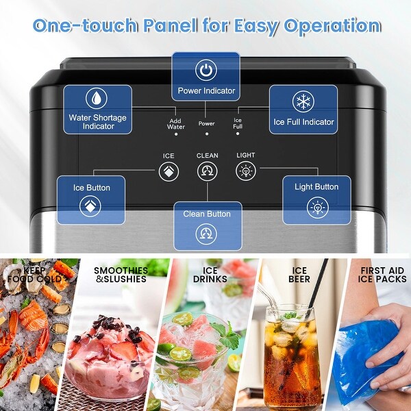 26 Lbs/24h Portable Countertop Ice Maker Machine for Crystal Ice Cubes with Ice Scoop