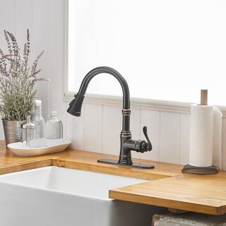 matrix decor Single Handle Pull Down Sprayer Kitchen Faucet with Spot Resistant in Oil Rubbed Bronze MDA-94551-ORB