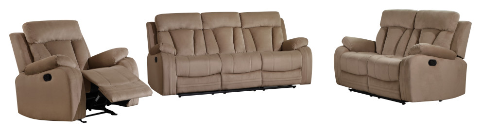 Axel Contemporary Microfiber Recliner  3 Piece Set   Contemporary   Living Room Furniture Sets   by Luxuriant Furniture  Houzz