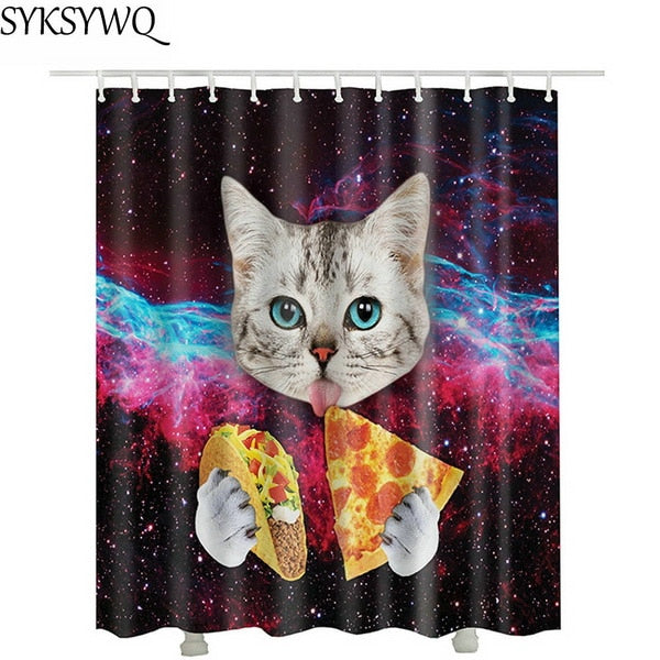 cutely pet cat take bath Shower Curtains drop shopping Creative Waterproof Polyester Fabric Shower Curtain Bathroom