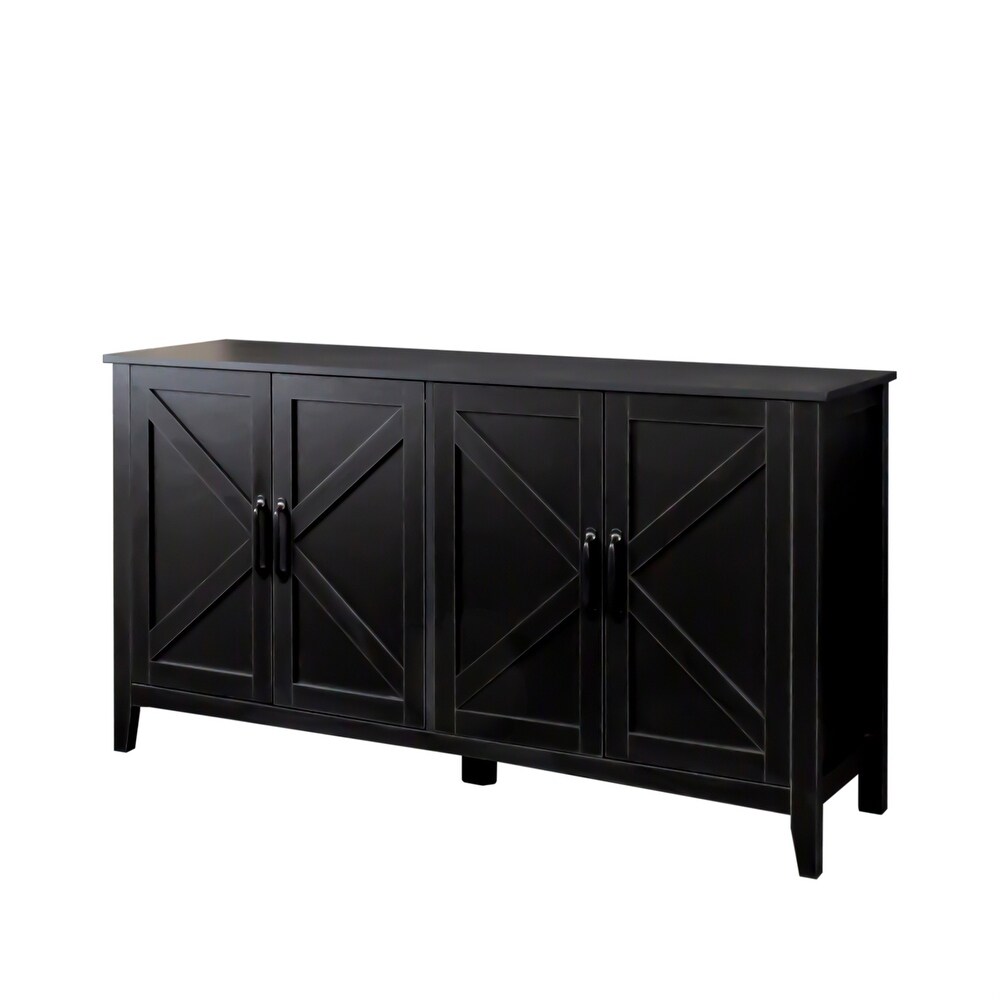 Freestanding Sideboard Storage Cabinet with 4 Doors and 4 Open Shelgves