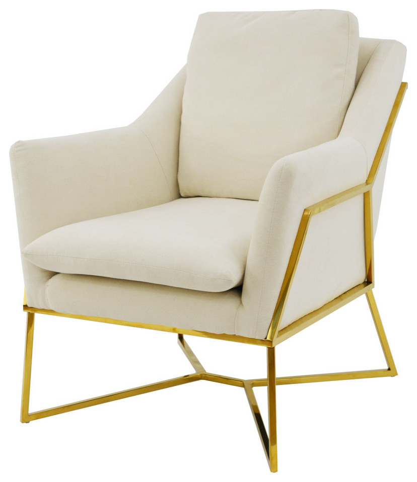 Adara Gold Chair Grey Fabric   Midcentury   Armchairs And Accent Chairs   by Virgil Stanis Design  Houzz