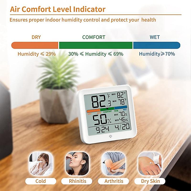 Indoor Hygrometer Digital Humidity Meter Home Weather Monitor With Backlight