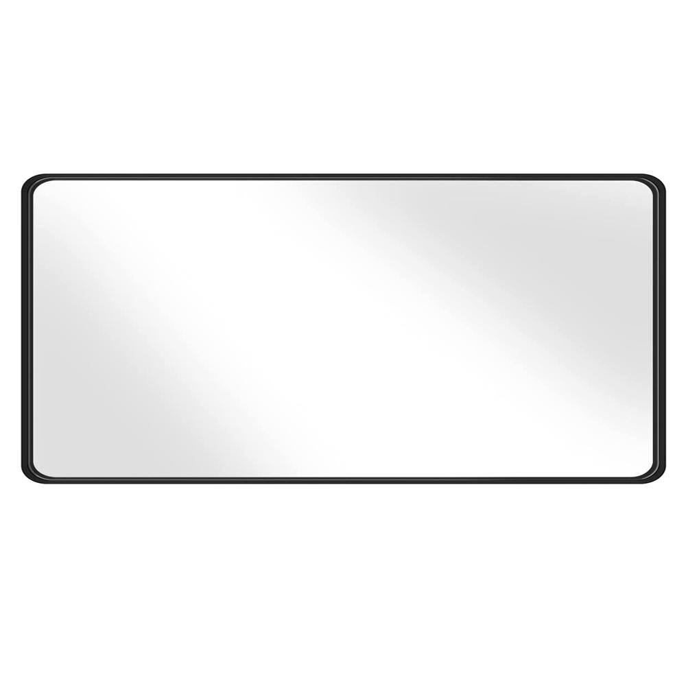 TOOLKISS 60 in. W x 28 in. H Rectangular Aluminum Framed Wall Bathroom Vanity Mirror in Black B15070