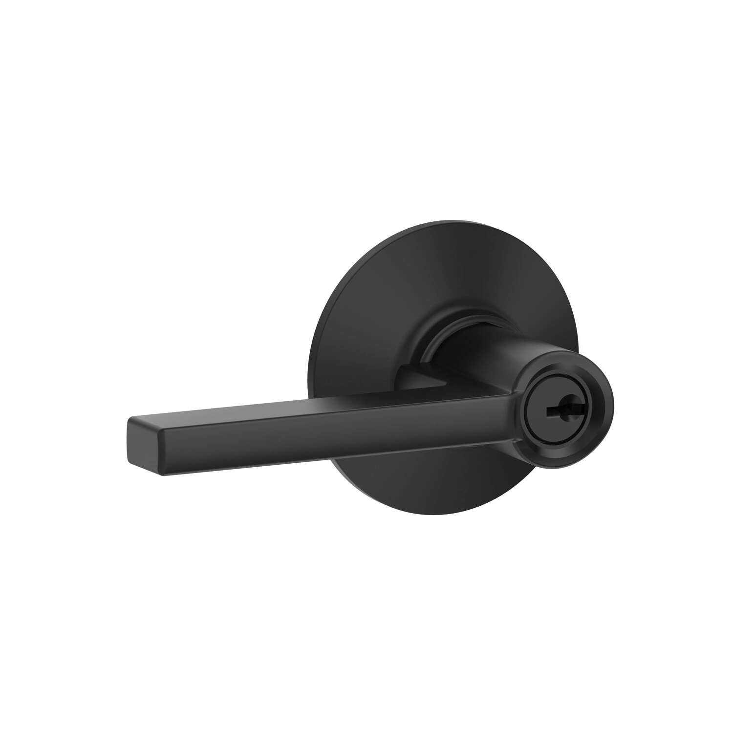 Schlage Latitude Matte Black Entry Lever 1-3/4 in.