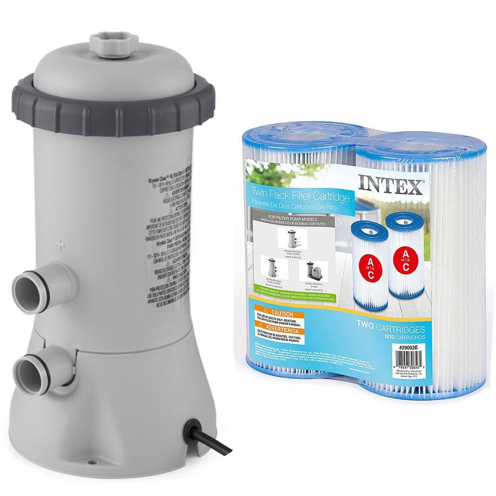 INTEX Krystal 48 in. 100 sq. ft. Pool Cartridge Pump for Pool and Filter Replacement Cartridges 28603EG + 29002E