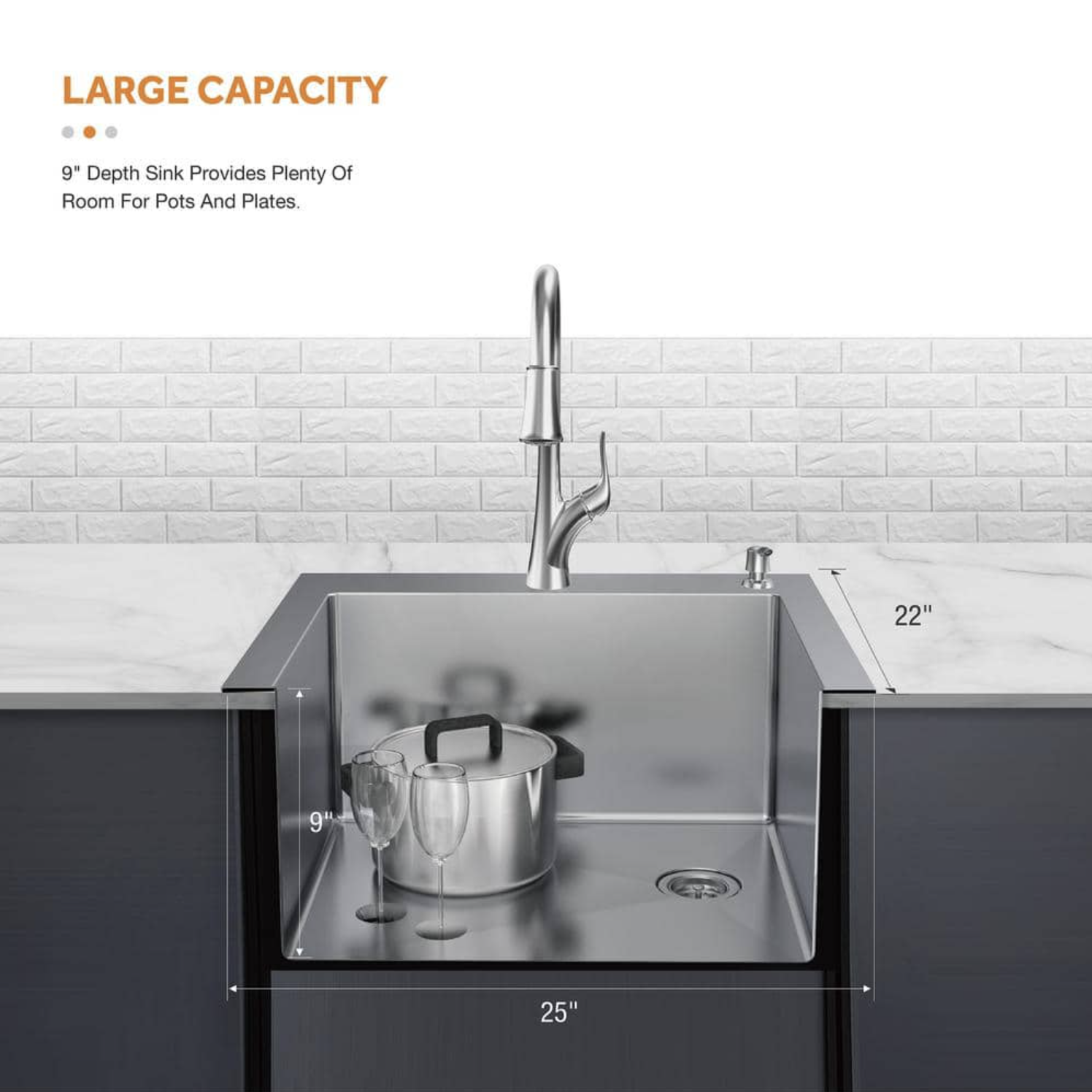 Glacier Bay AIO Dolancourt Tight Radius Drop-in/Undermount 18G Stainless Steel 25 in. Single Bowl Kitchen Sink with Pull-Down Faucet