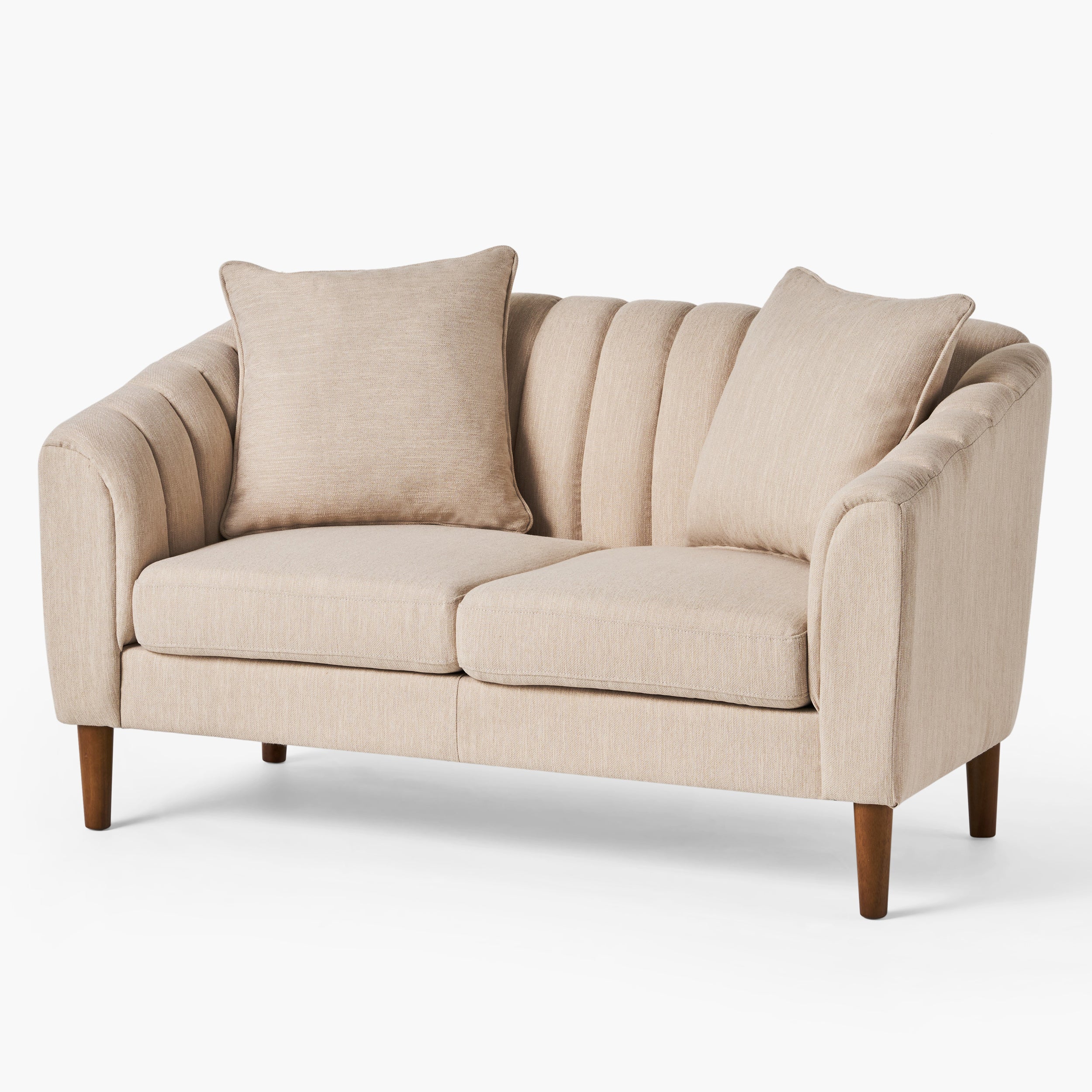 Reham Contemporary Channel Stitched Fabric Loveseat