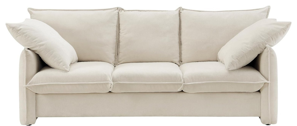 Modern 3 Seater Sofa  Comfortable Cushioned Seat With 2 Square Pillows   Modern   Sofas   by Decor Love  Houzz