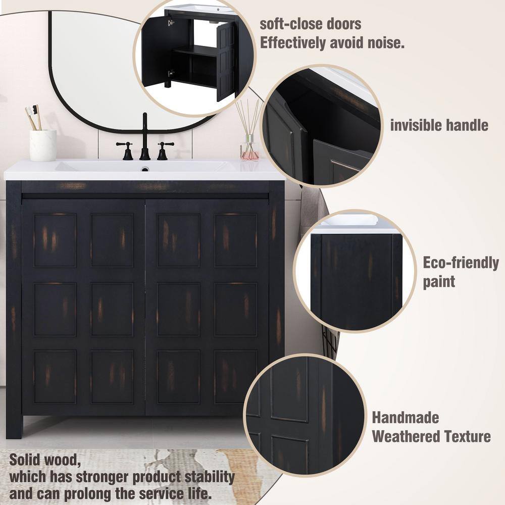 36 in. W x 18 in. D x 34 in. H Bath Vanity Cabinet without Top in Espresso Bathroom Vanity Organizer with Sink TN210E-179