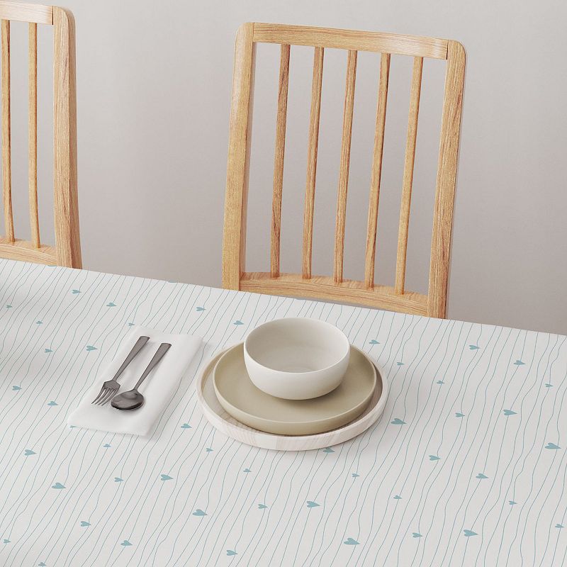 Square Tablecloth， 100% Cotton， 60x60， Blue Hearts and Stripes