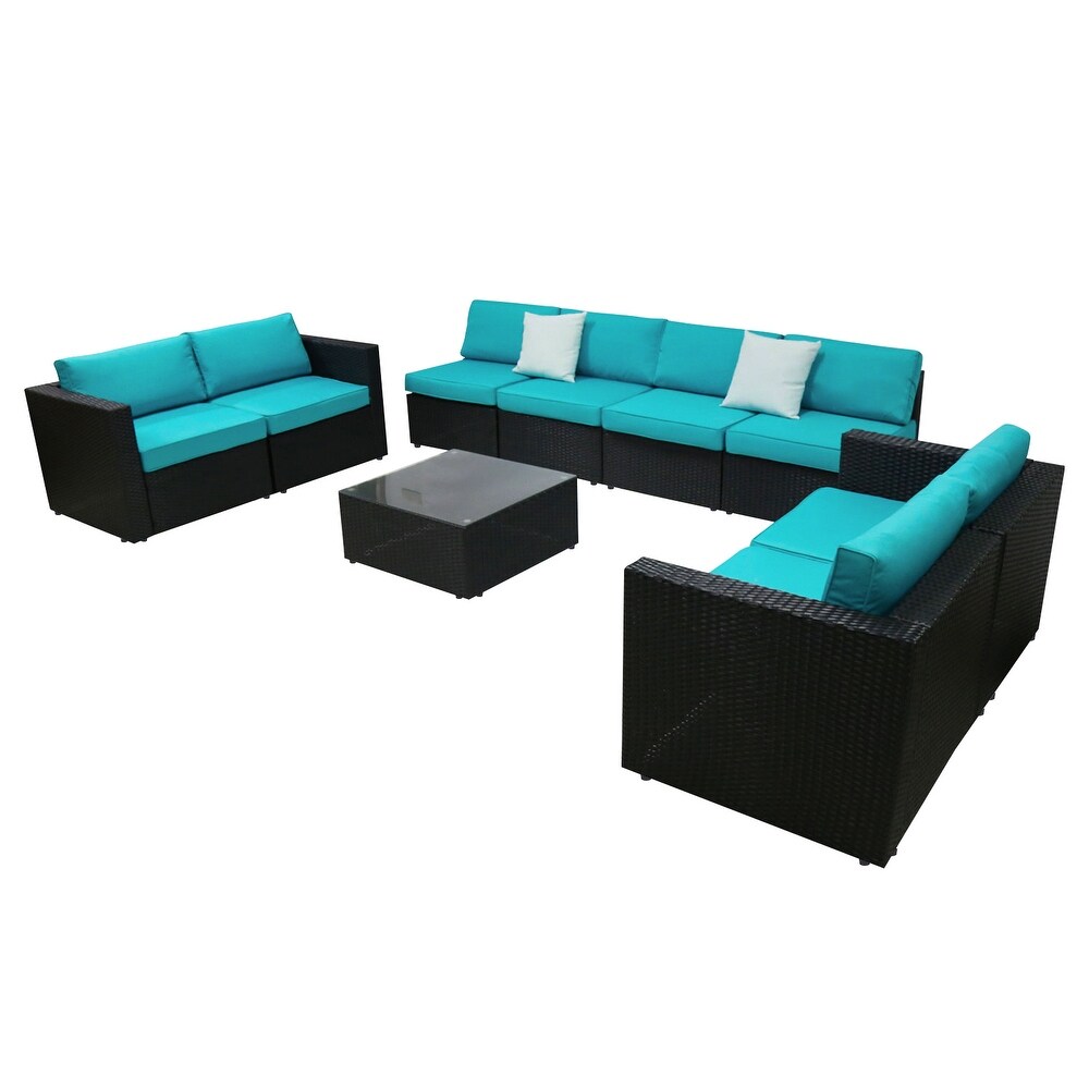 Kinbor Patio Sectional Sofa  weather Rattan Chat Set