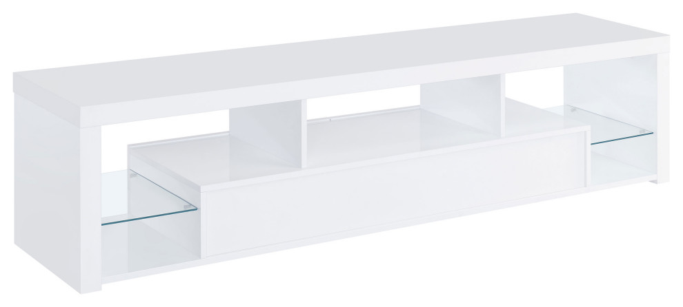 Jude 2 drawer 71 quotTV Stand With Shelving White High Gloss   Modern   Entertainment Centers And Tv Stands   by Modon  Houzz