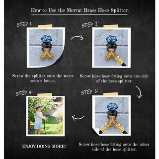 Morvat Brass Garden Hose Splitter Heavy-Duty 2-Way Hose Connector Fitting MOR-BCONNECTOR-2-A