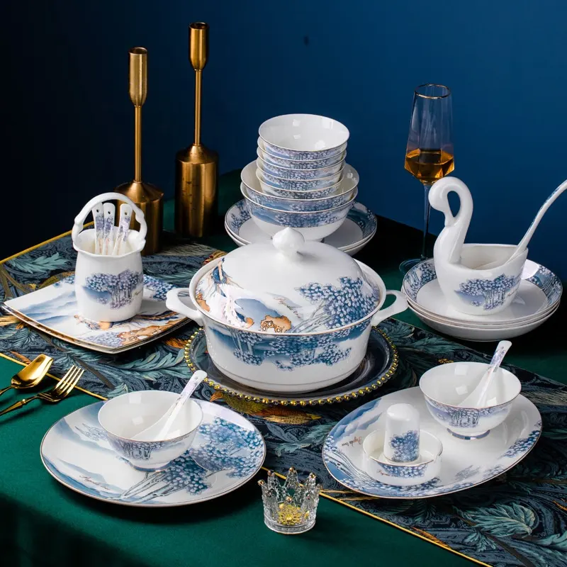 58pcs deluxe ceramic tableware set