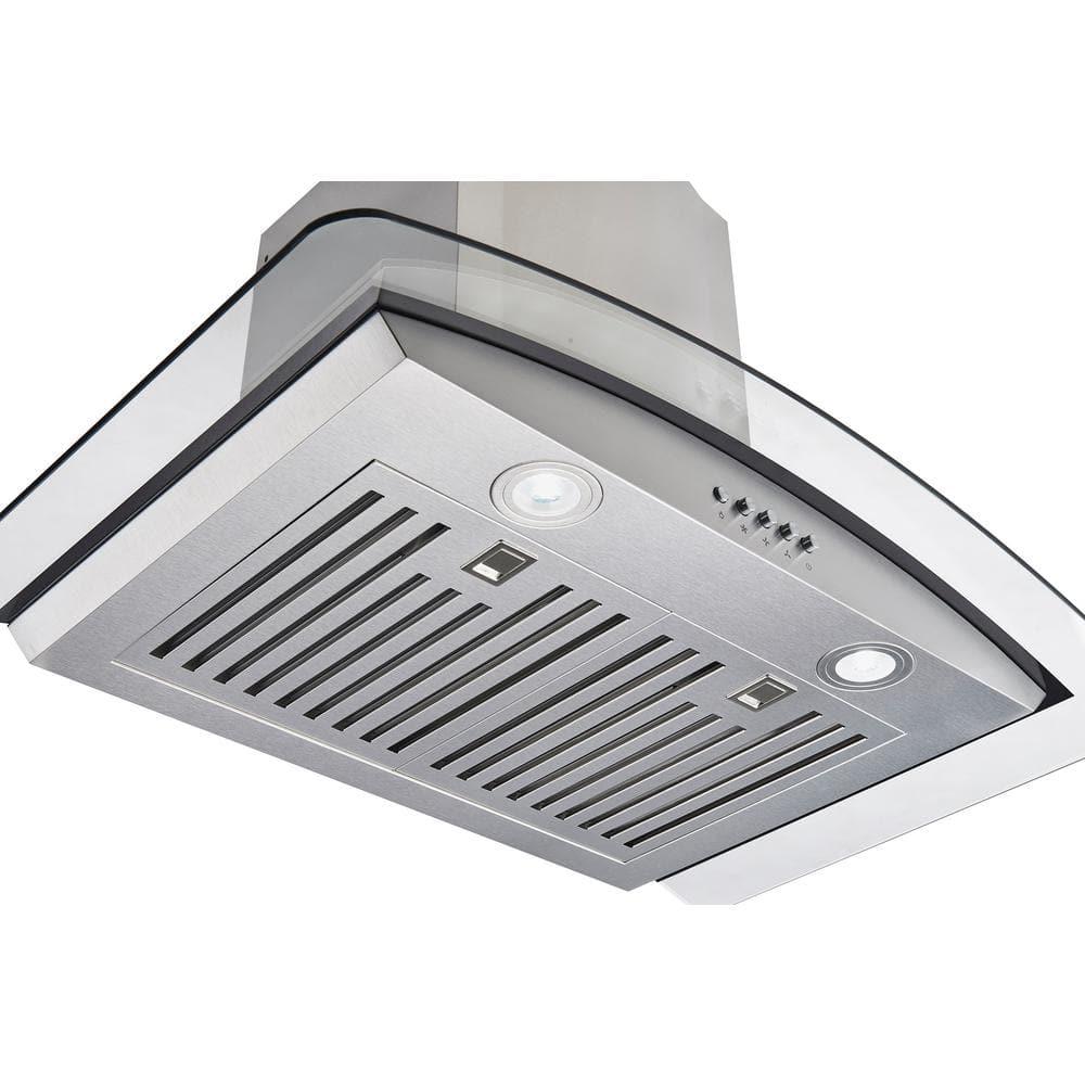 Winflo 30 in Convertible Wall Mount Range Hood in Stainless SteelGlass with Baffle and Charcoal Filters