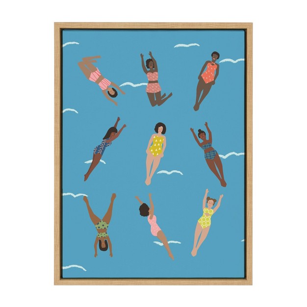 X 24 quot Sylvie Swimmers Framed Canvas By Queenbe Monyei Natural Kate amp Laurel All Things Decor