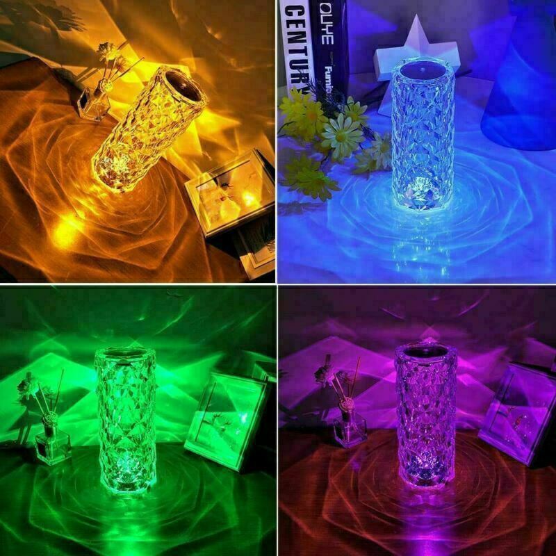 Crystal Lamp,6 Way dimmable Crystal Table lamp with 16 RGB Color,Remote Control,Rechargeable Table Lamp with USB Charging Port,Valentines Day Crystal Lamp for Living Room,Home,Office