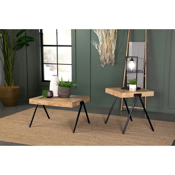 Bartholomew Natural and Black Square Top End Table