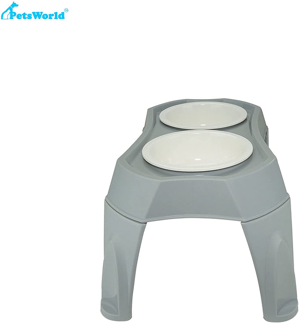 PetsWorld Double Pet Bowl with Elevated Stand for Dogs and Cats with Elevated Stand