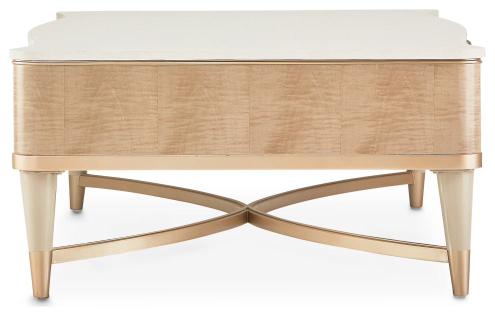 Malibu Crest Rectangular Wood  ampMarble Cocktail Table   Blush   Midcentury   Coffee Tables   by Michael Amini  Houzz