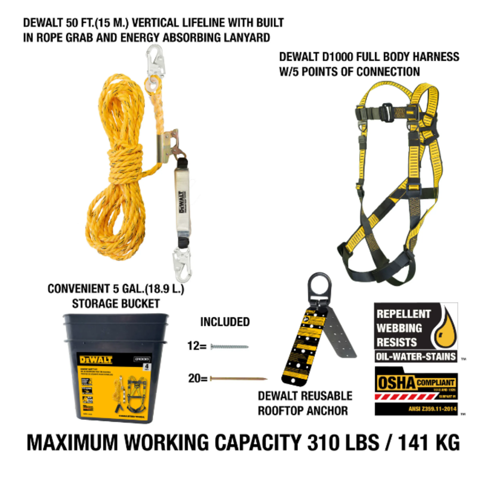 DEWALT Fall Protection Rooftop Safety Kit DXFP110050 from DEWALT