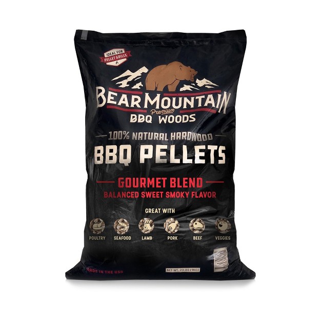 Bear Mountain Fk99 Premium All Natural Low Moisture Hardwood Smoky Gourmet Blend Bbq Smoker Pellets For Outdoor Grilling 20 Pound Bag 4 Pack