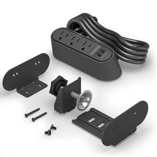 Legrand Wiremold 3-Outlet Desktop Power Strip Center Kit with USB A 6 ft. Cord Black WSPC320BK