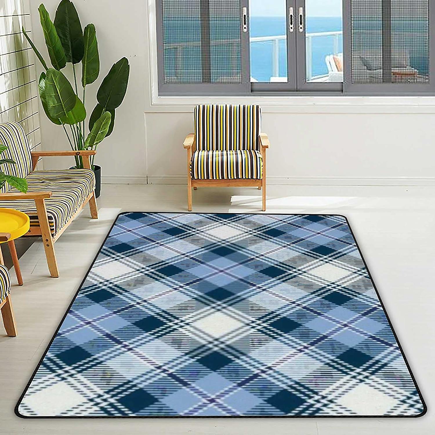 Soft Area Rugs Colorful Chevron Plaid Tartan Texture Floor Carpet Mat For Kids Playing Room Hardwood Floor Living Room 63x48in