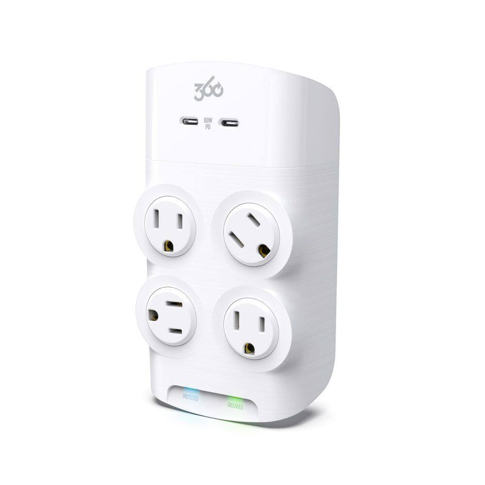 360 Electrical 60-Watt Revolve 4-Outlet Surge Protector 3E0773-WHT6NA