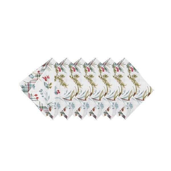 Edith Reversible Holly Botanical Napkin Set of 6