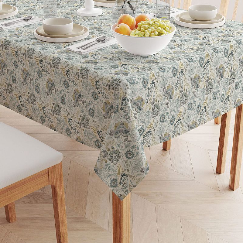 Square Tablecloth， 100% Cotton， 52x52， Floral 166