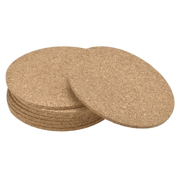 100mm Round Coasters 3mm Thick Cork Cup Mat Pad for Tableware 8pcs - Wood