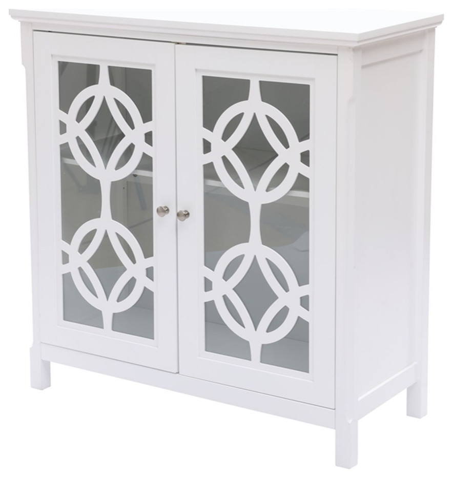 LuxenHome White Pine Wood 2 Door Accent Storage Cabinet   Transitional   Accent Chests And Cabinets   by Homesquare  Houzz