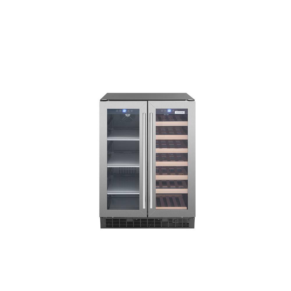 Vissani Dual Zone 24 in. Built-in 27-Bottle Wine and 60-Can Beverage Cooler in Stainless Steel VXWC520BSSEL