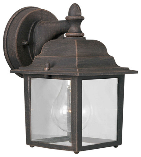 Forte 1 Light Cast Aluminum Outdoor Wall Lantern in Painted Rust   Traditional   Outdoor Wall Lights And Sconces   by Buildcom  Houzz